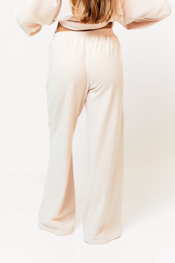 Campbell Striped Fleece Lounge Pants in Blush