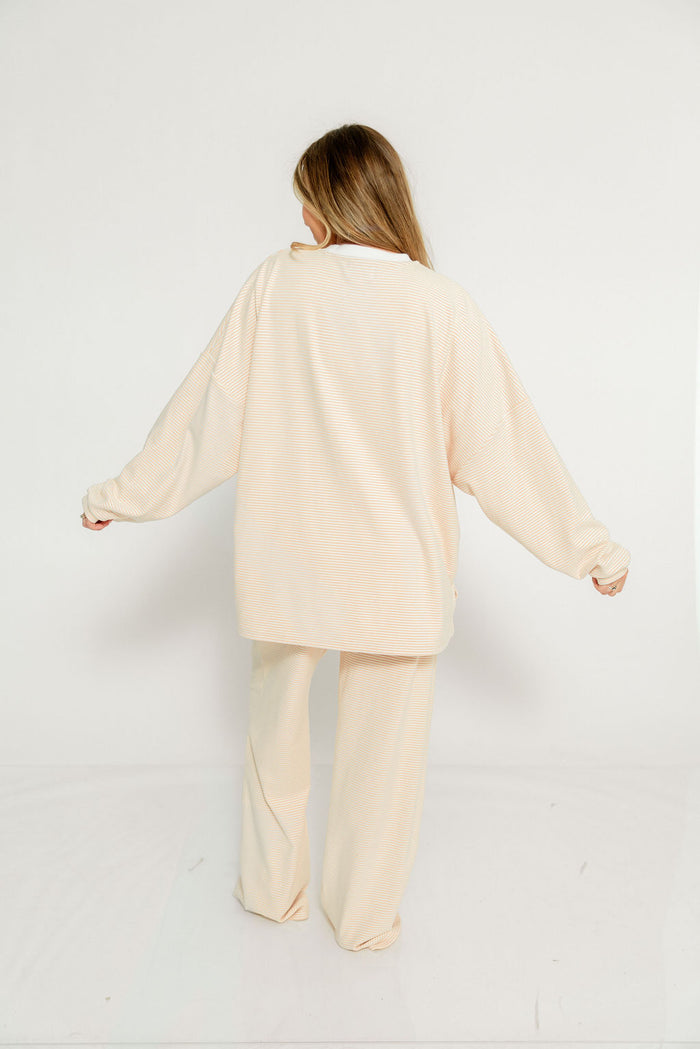 Campbell Striped Fleece Lounge Pants in Blush
