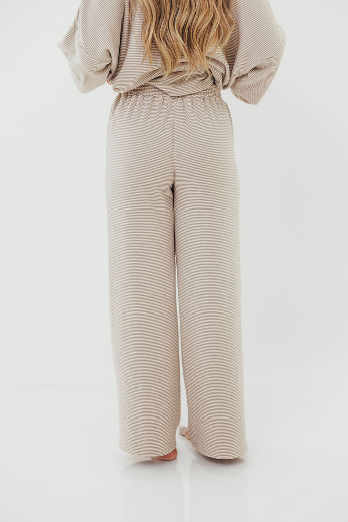 Campbell Striped Fleece Lounge Pants in Cream/Grey *Worth Exclusive Print*