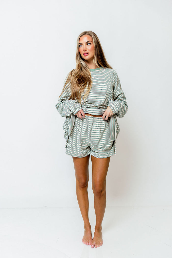Campbell Striped Shorts in Sage