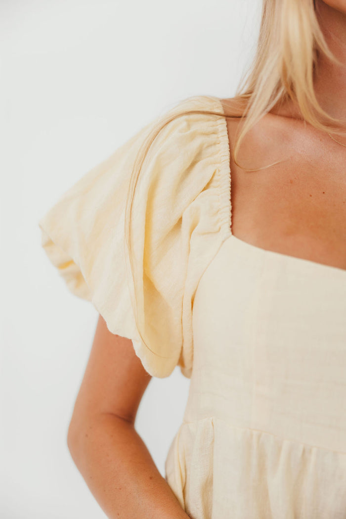 Candace Woven 100% Linen Maxi Dress in Soft Yellow - Bump Friendly