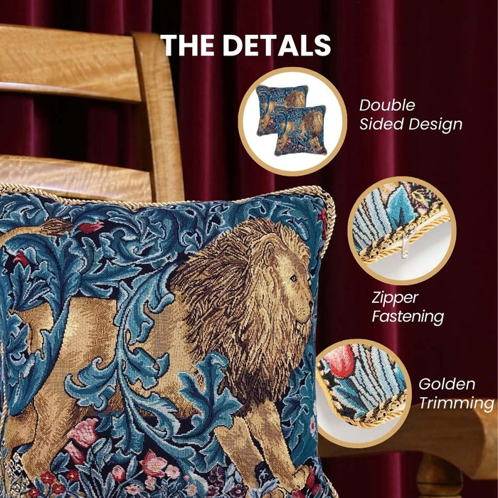CCOV-ART-MORRIS-5 | WILLIAM MORRIS THE LION PILLOWCASE/CUSHION COVER | DECORATIVE DESIGN FASHION HOME PILLOW 18X18 INCH