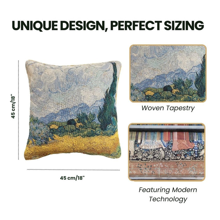 CCOV-ART-VG-WHEAT| VAN GOGH A WHEATFIELD PILLOWCASE/CUSHION COVER  18X18 INCH