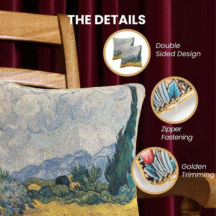 CCOV-ART-VG-WHEAT| VAN GOGH A WHEATFIELD PILLOWCASE/CUSHION COVER  18X18 INCH