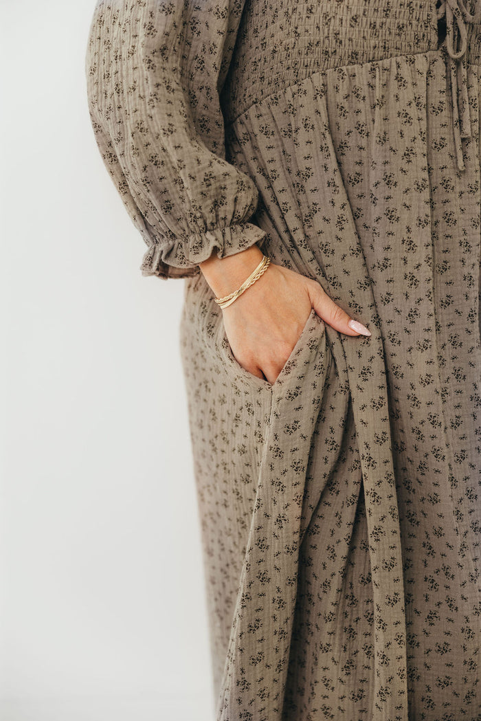 Cecilia 100% Cotton Maxi Dress in Olive Foliage -  Bump Friendly & Inclusive Sizing *8/28 PRE-ORDER*