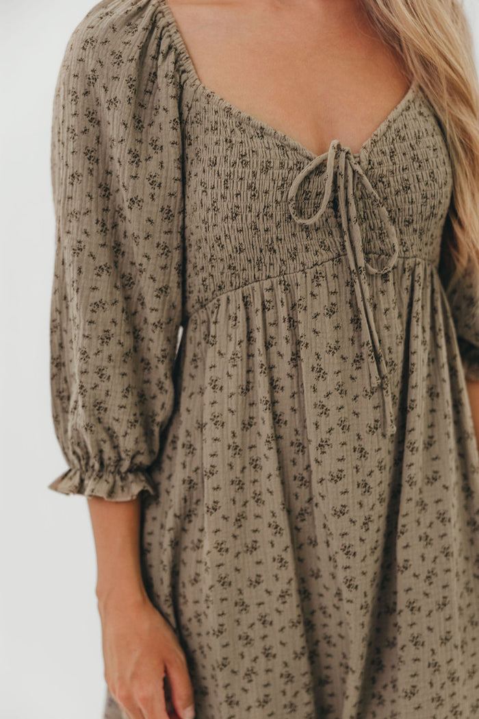 Cecilia 100% Cotton Maxi Dress in Olive Foliage -  Bump Friendly & Inclusive Sizing *8/28 PRE-ORDER*