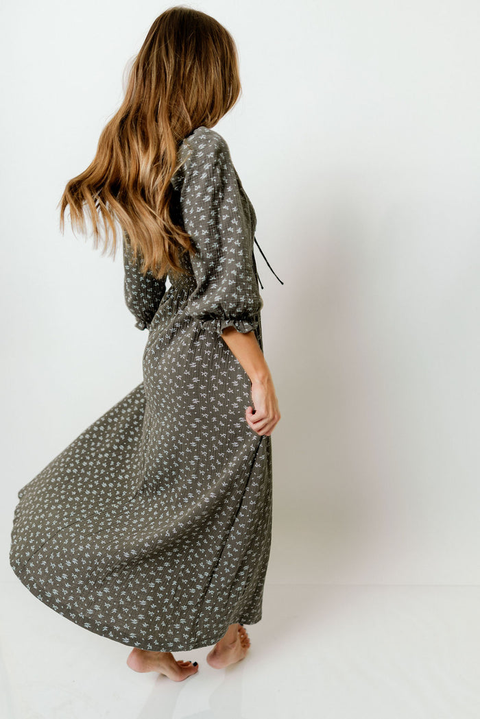 Cecilia 100% Cotton Smocked Maxi Dress in Forest Foliage - Bump Friendly *8/28 PRE-ORDER*