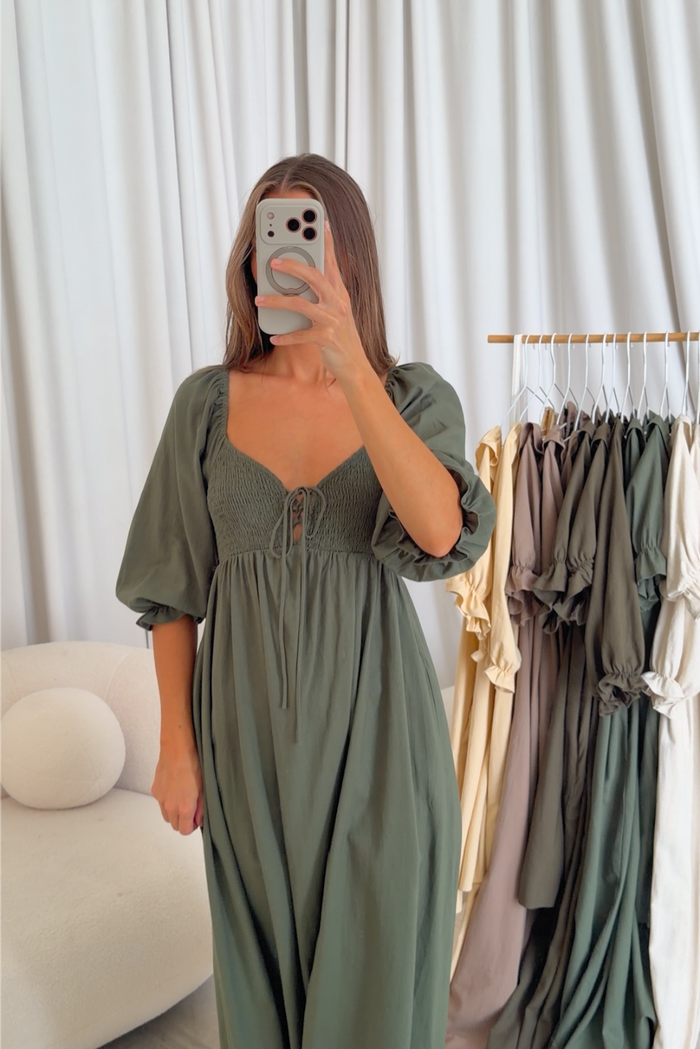 Cecilia Maxi Dress in Forest Green - Bump Friendly