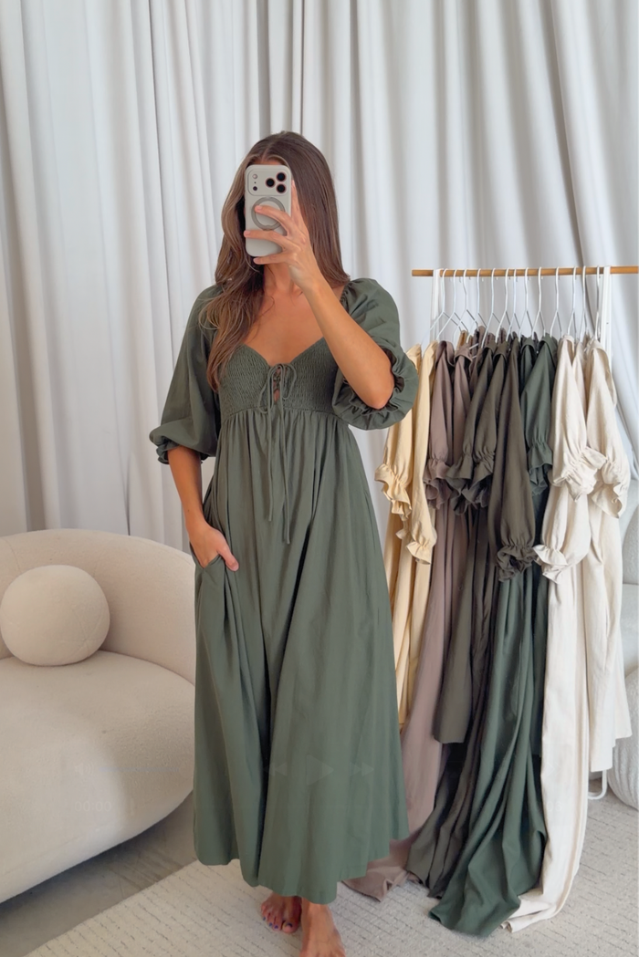 Cecilia Maxi Dress in Forest Green - Bump Friendly