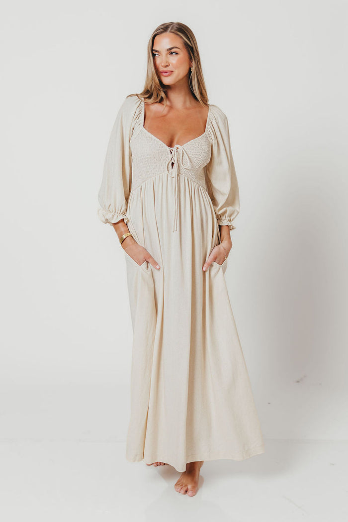 Cecilia Maxi Dress in Linen Blend - Bump Friendly