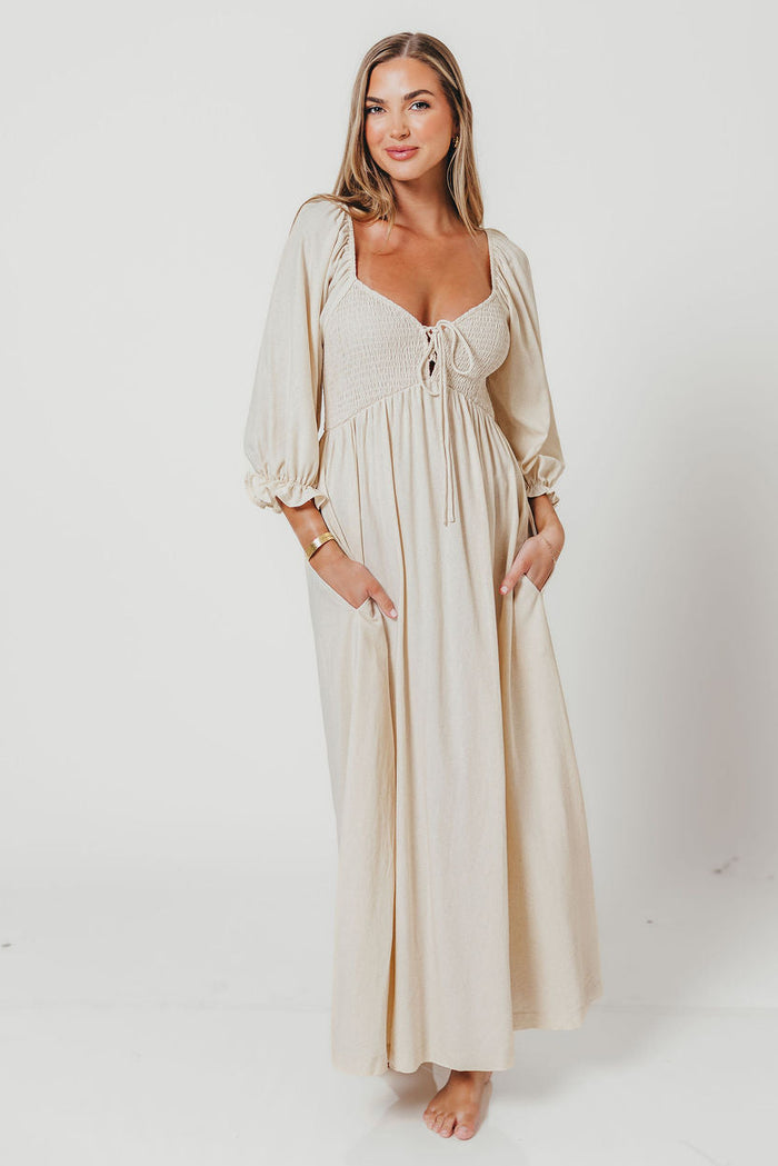 Cecilia Maxi Dress in Linen Blend - Bump Friendly