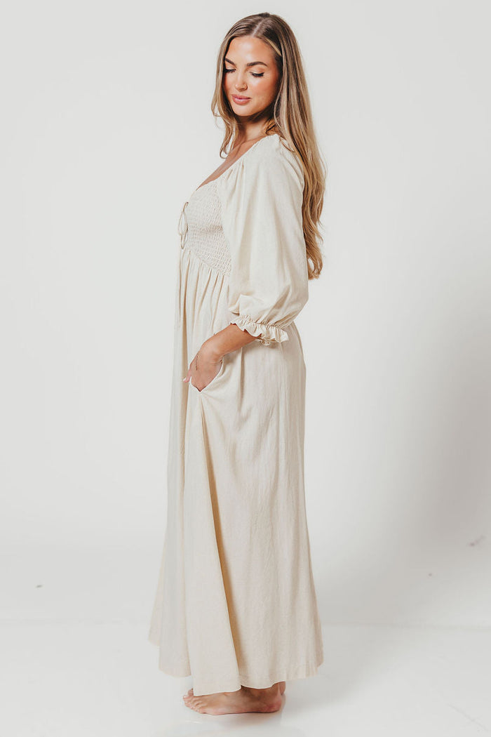 Cecilia Maxi Dress in Linen Blend - Bump Friendly