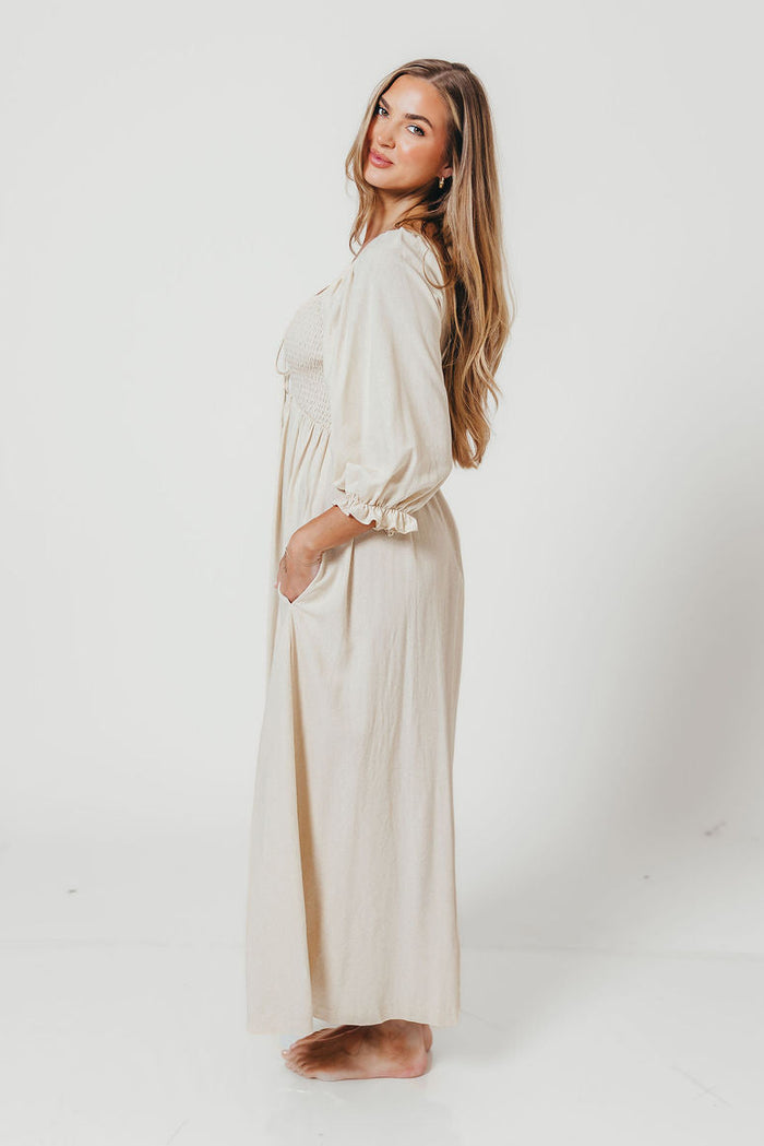 Cecilia Maxi Dress in Linen Blend - Bump Friendly