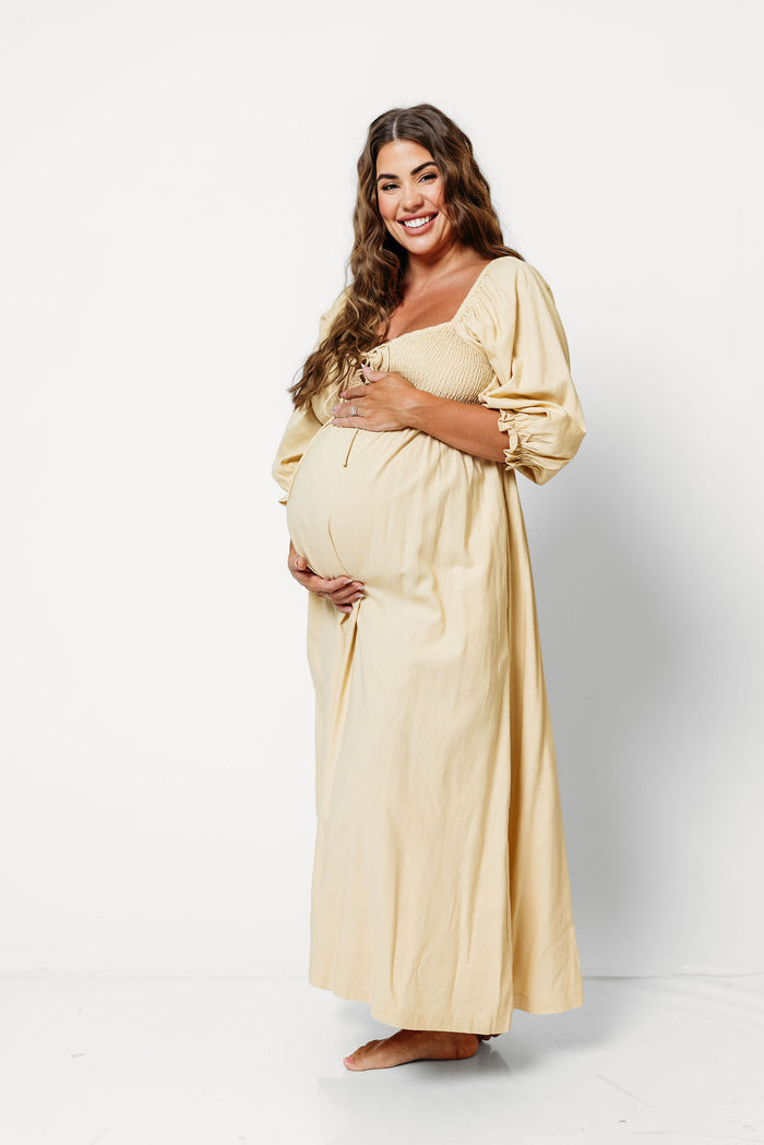 Cecilia Maxi Dress in Muted Gold - Bump Friendly