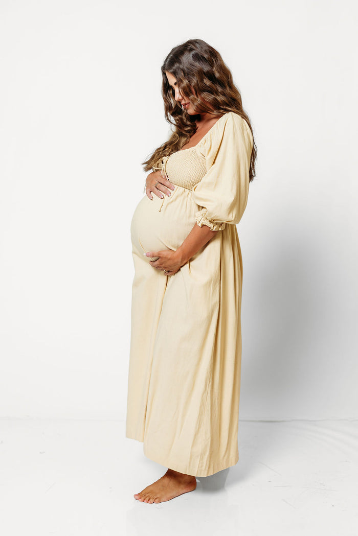 Cecilia Maxi Dress in Muted Gold - Bump Friendly
