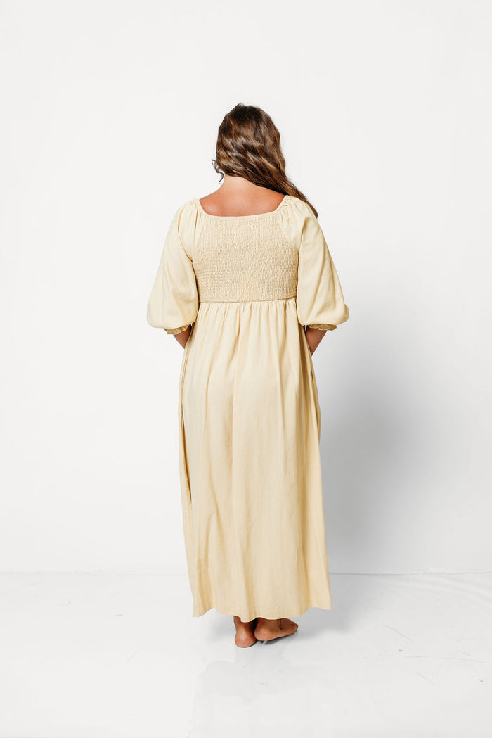 Cecilia Maxi Dress in Muted Gold - Bump Friendly