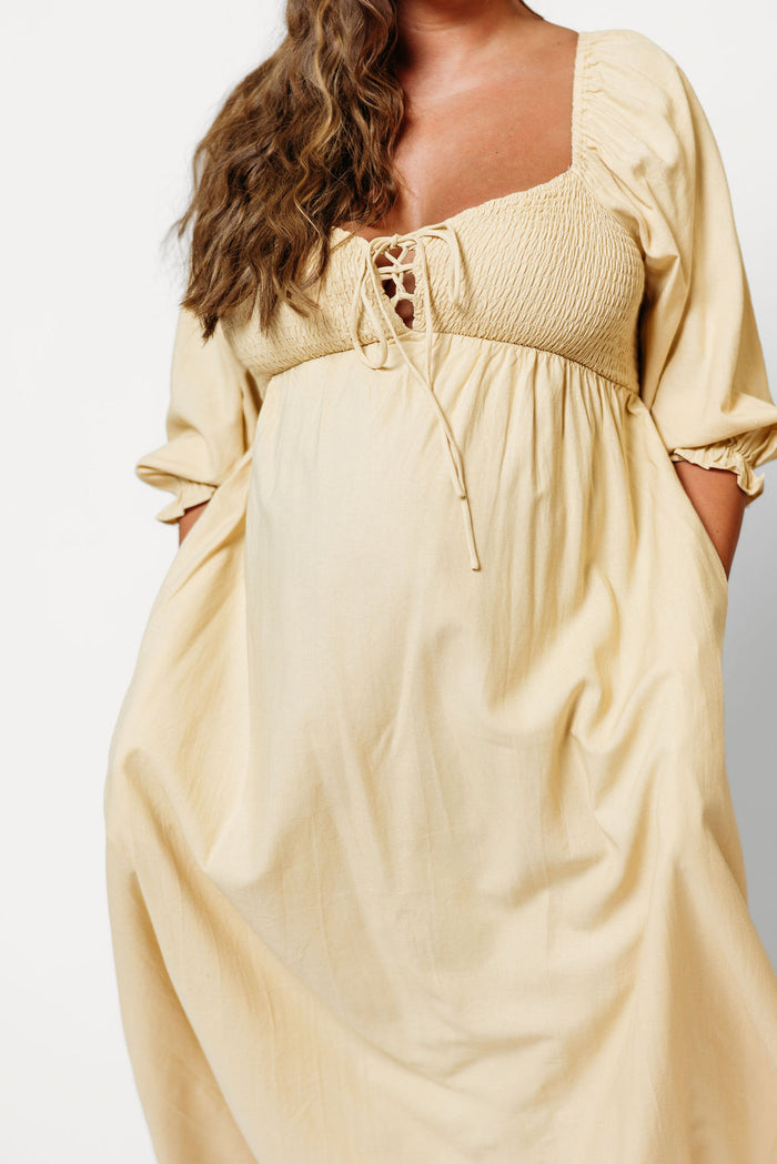 Cecilia Maxi Dress in Muted Gold - Bump Friendly