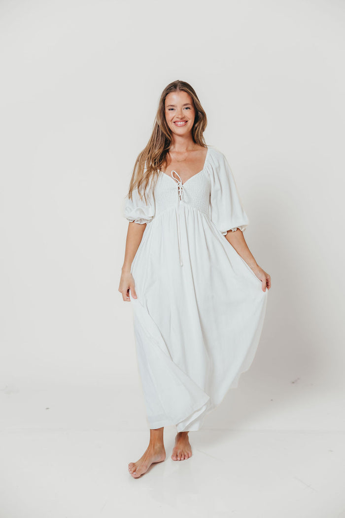 Cecilia Maxi Dress in Off-White - Bump Friendly