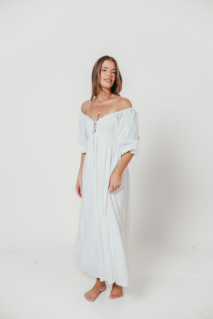 Cecilia Maxi Dress in Off-White - Bump Friendly