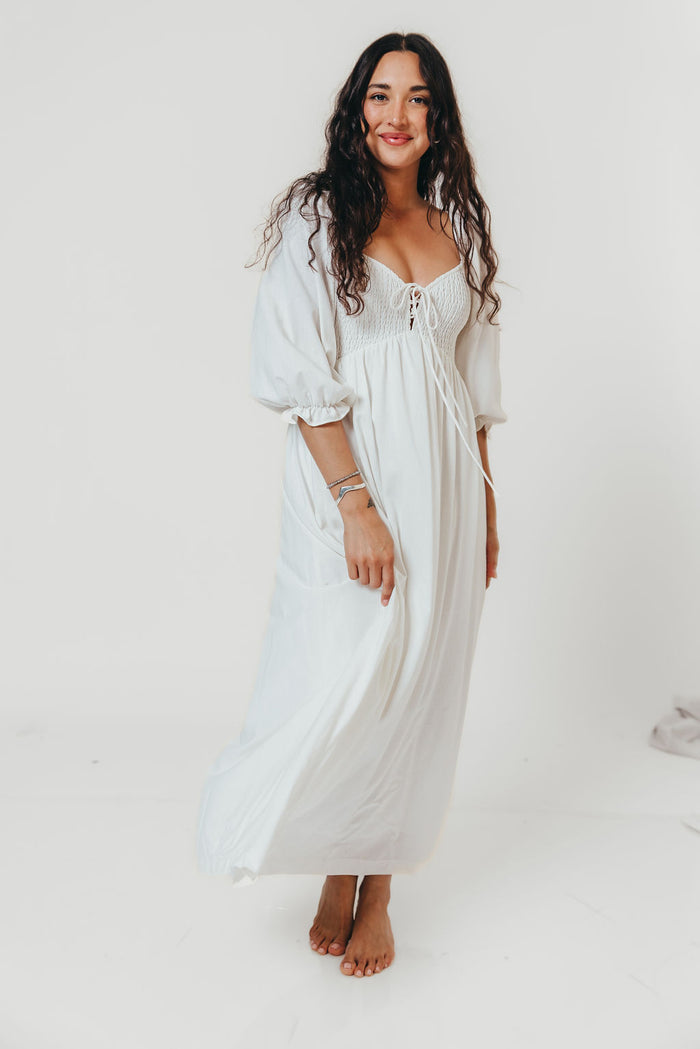 Cecilia Maxi Dress in Off-White - Bump Friendly