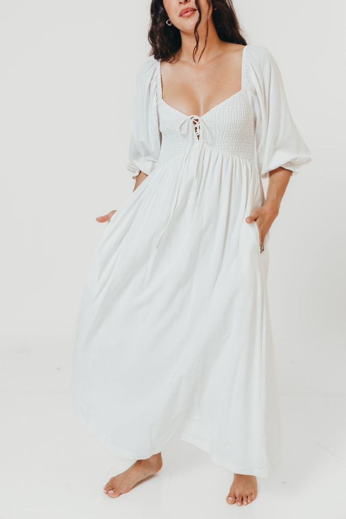 Cecilia Maxi Dress in Off-White - Bump Friendly