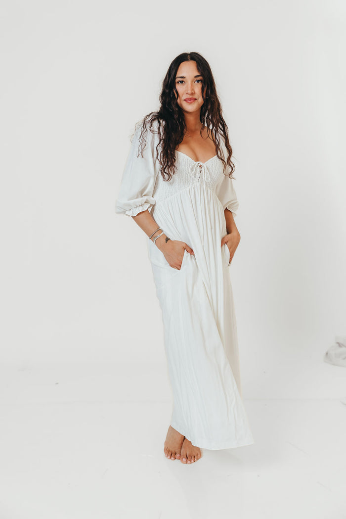 Cecilia Maxi Dress in Off-White - Bump Friendly