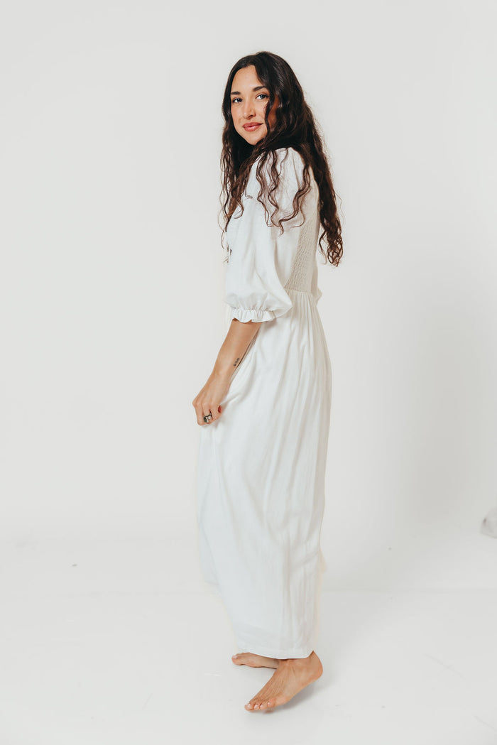 Cecilia Maxi Dress in Off-White - Bump Friendly