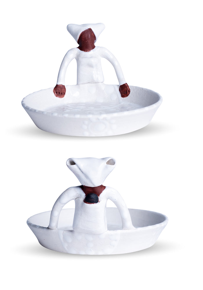 Ceramic 1 Lady White on White Sweetie Dish