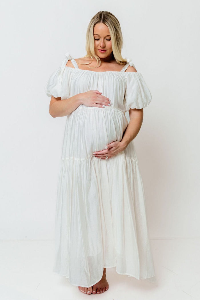 Channing Maxi Dress in Off-White - Bump Friendly