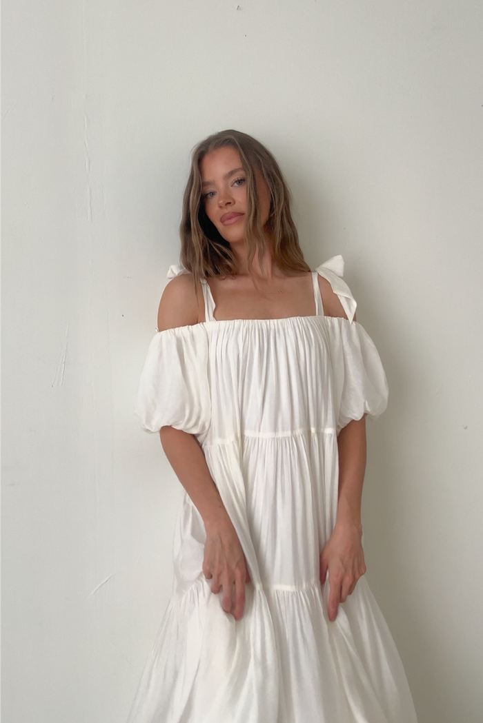 Channing Maxi Dress in Off-White - Bump Friendly