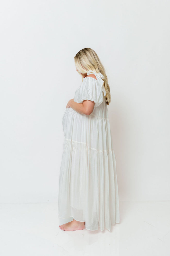 Channing Maxi Dress in Off-White - Bump Friendly