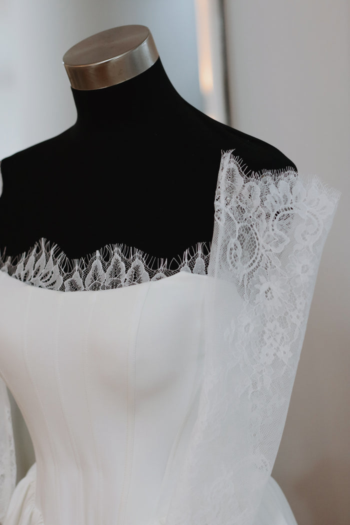 Chantilly Lace Sleeves and Lace Trim Set – Bridal Gown Accessory with Lace Border