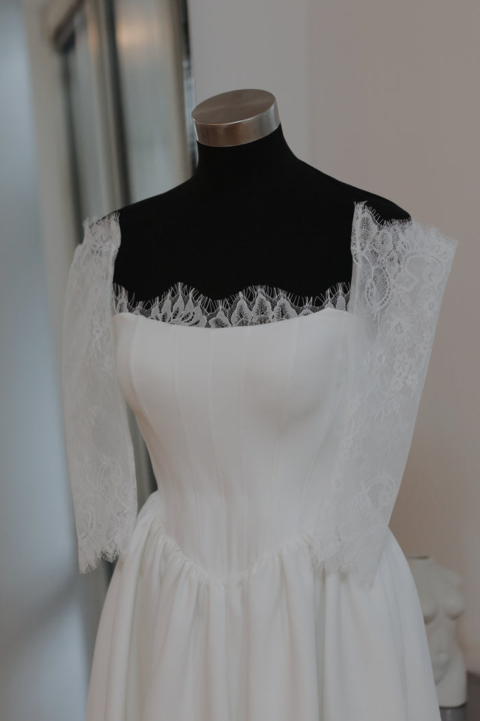 Chantilly Lace Sleeves and Lace Trim Set – Bridal Gown Accessory with Lace Border