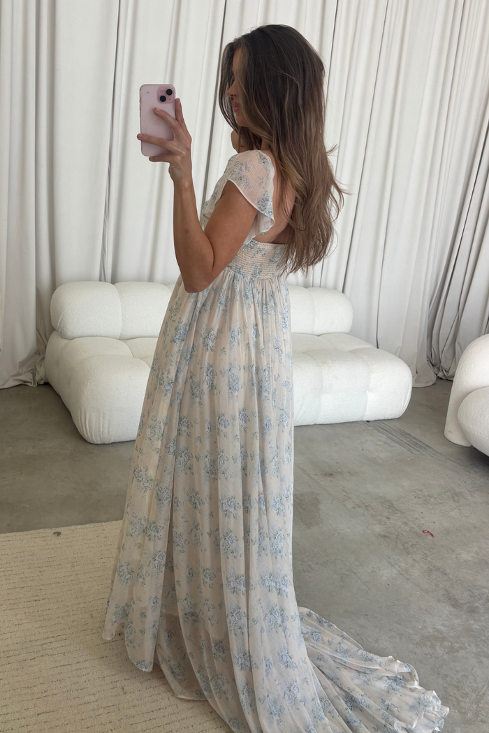 Charleston Maxi Dress in Yellow Floral - Bump Friendly