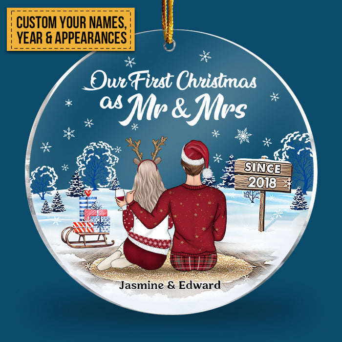 Christmas Family Couple I'm Yours No Refunds - Personalized Custom Circle Acrylic Ornament