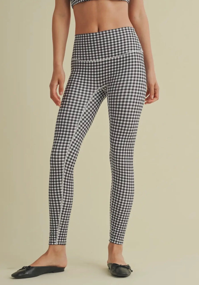 Classic Black & White Gingham High-Waist Leggings