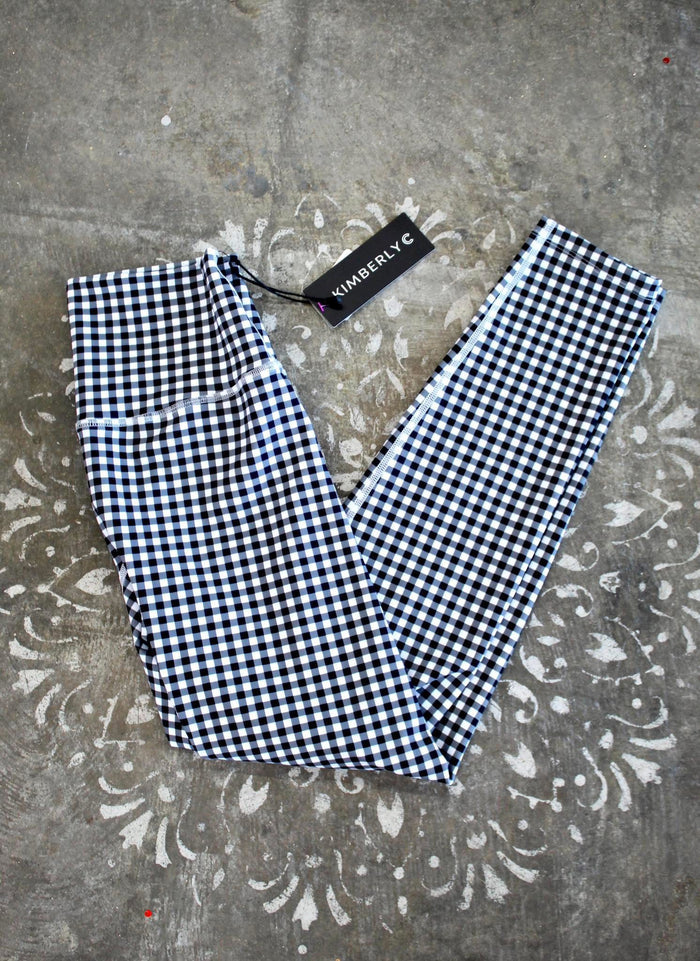 Classic Black & White Gingham High-Waist Leggings