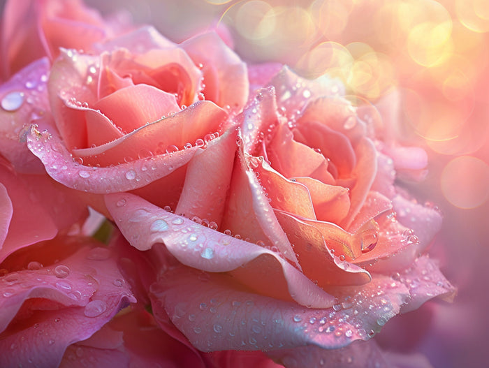 Cluster Of Roses With Dew Drops