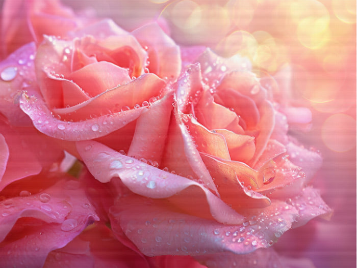 Cluster Of Roses With Dew Drops