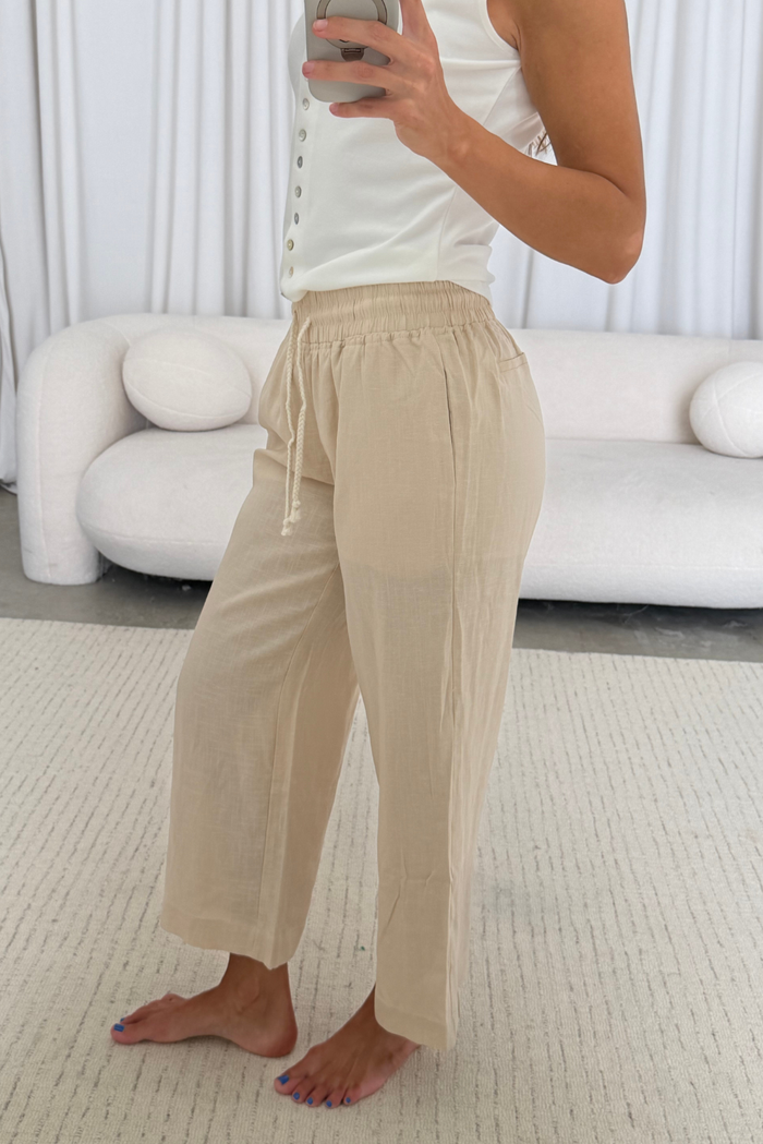 Coastal Ease Linen Pants in Natural