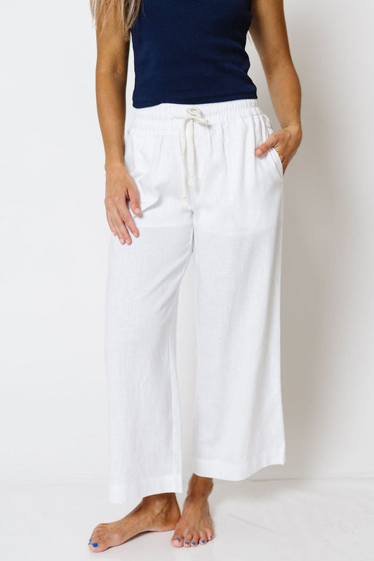 Coastal Ease Linen Pants in White