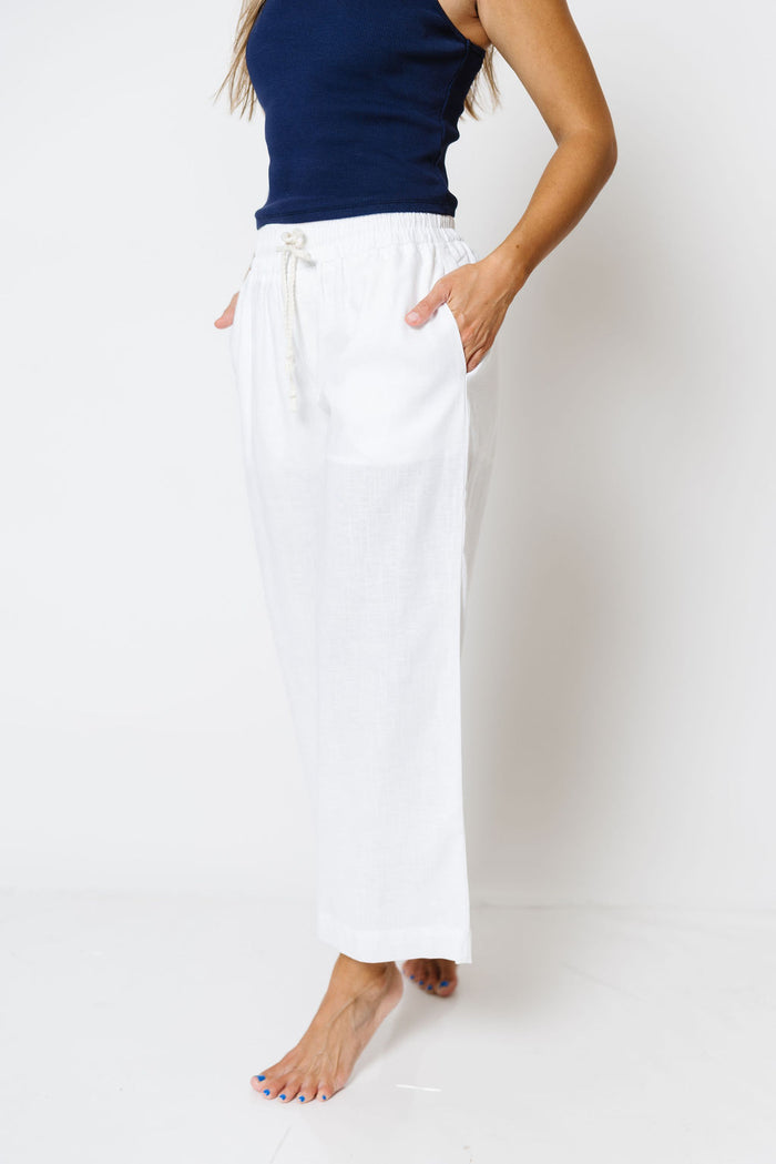 Coastal Ease Linen Pants in White