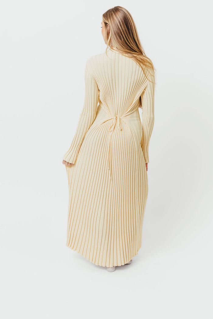 Colette Premium Long Sleeved Ribbed Knit Maxi Dress in Butter Yellow  - Bump Friendly *Final-Sale*