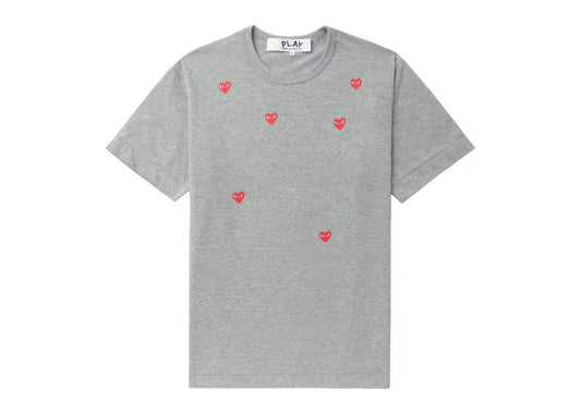 Comme des Garcons PLAY Multi Red Heart Logo Tee Grey