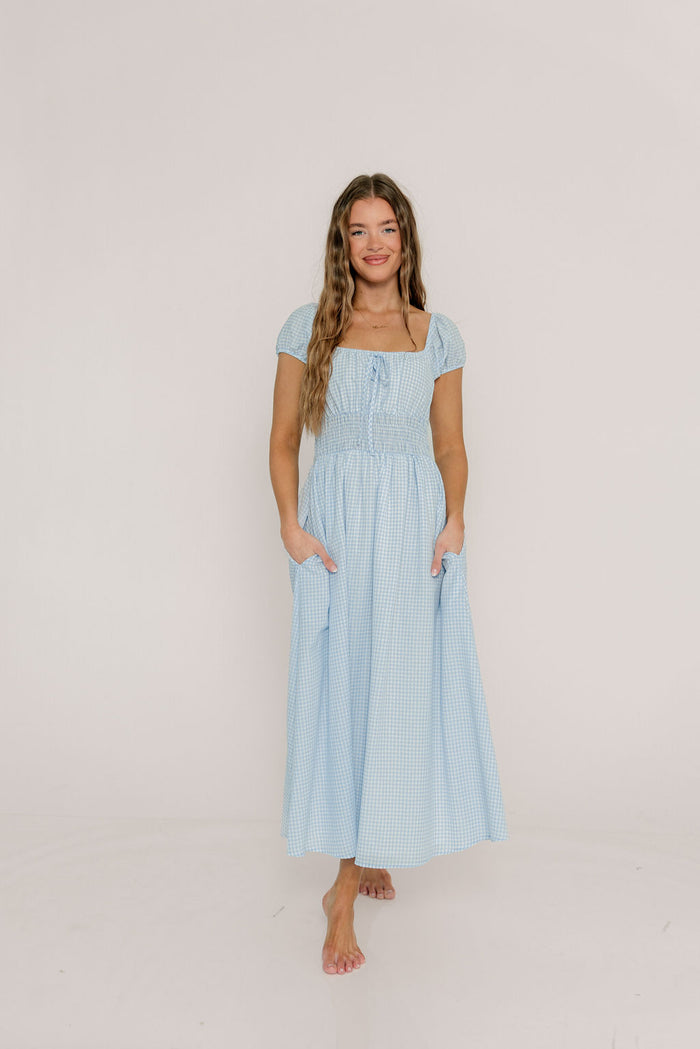 Corey Cotton Dress in Light Blue *Final Sale*