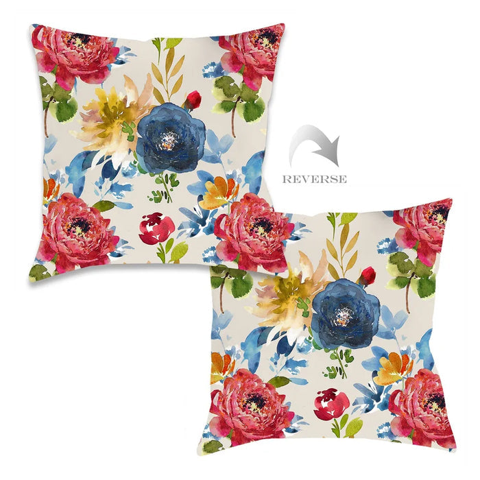 Country Bouquet Neutral Outdoor Decorative Pillow