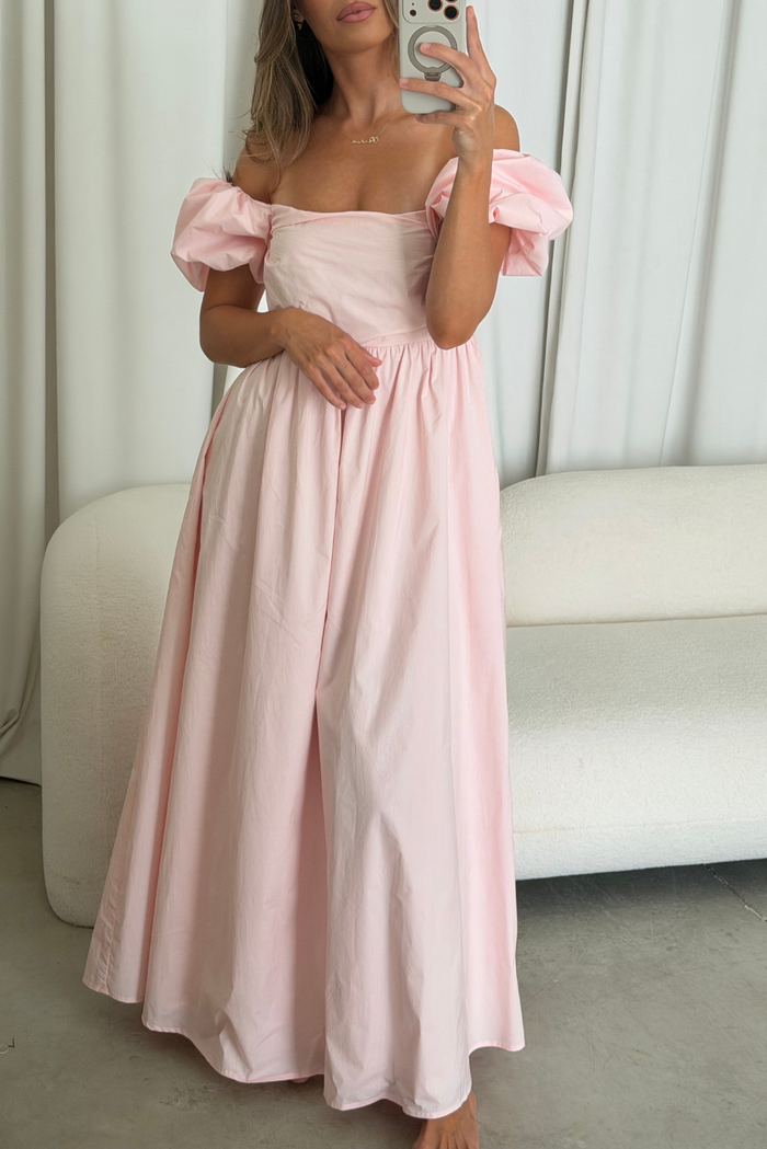 Courtney 100% Cotton Dress in Pale Pink