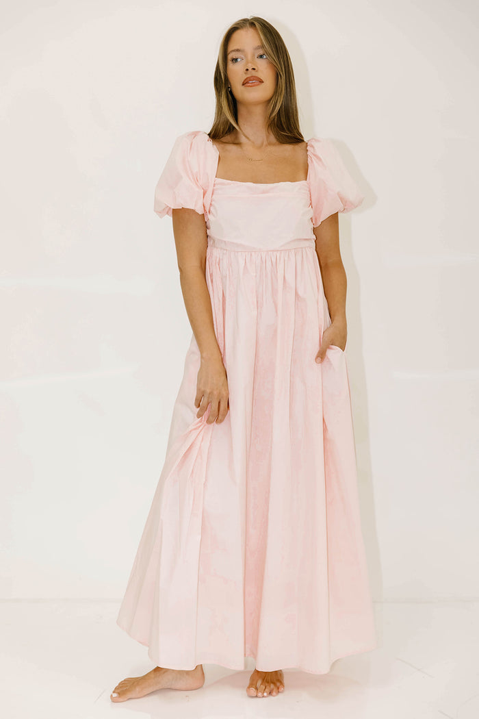 Courtney 100% Cotton Dress in Pale Pink