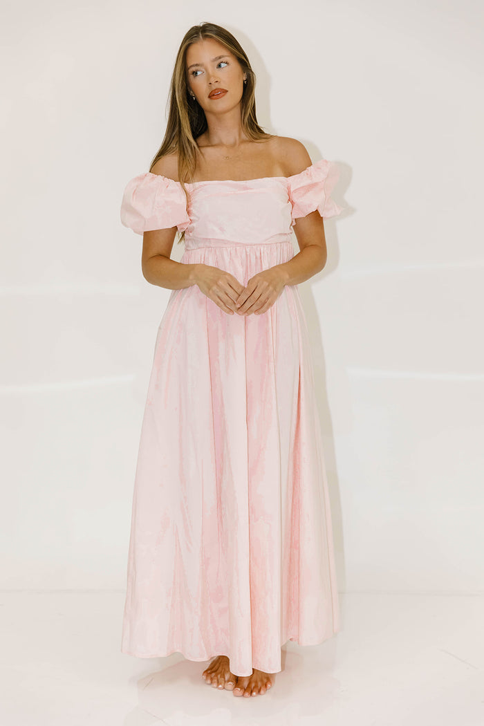 Courtney 100% Cotton Dress in Pale Pink