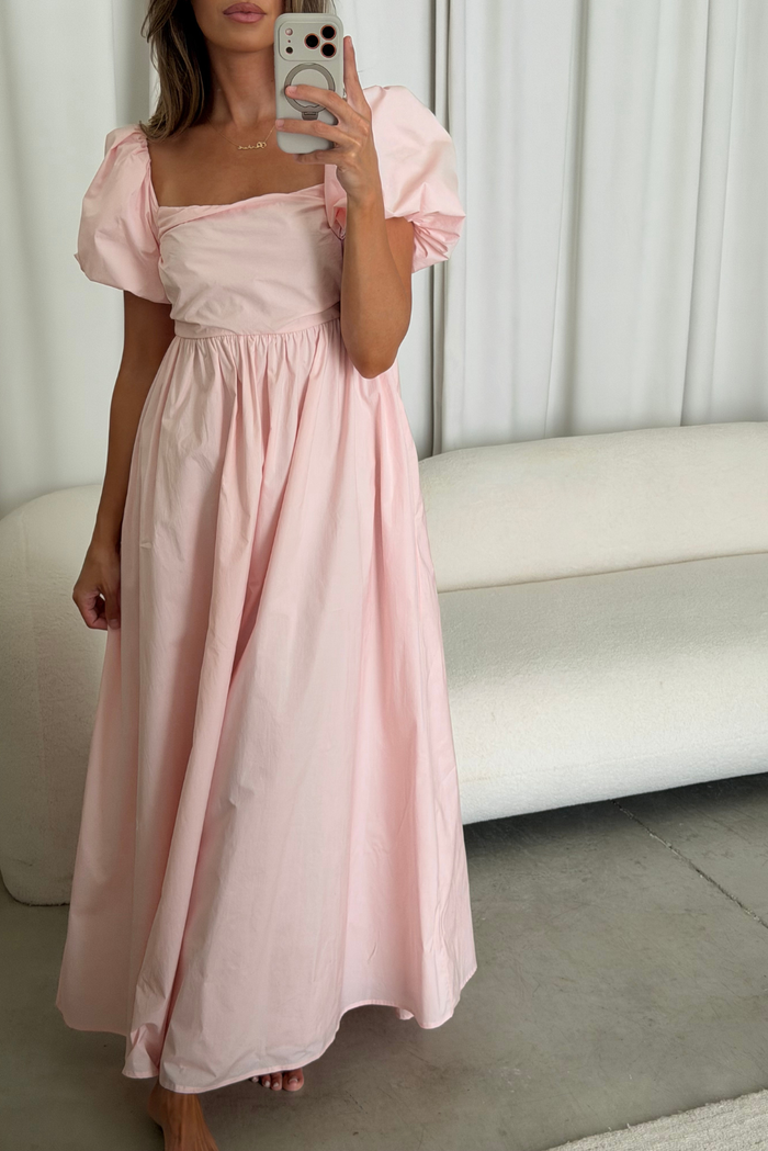Courtney 100% Cotton Dress in Pale Pink